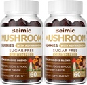 Pilz-Gummien - 10x Pilz-Ergänzung mit Ashwagandha und Lions Mane (120 Chews) Nootropic Brain-Ergänzung, Immununterstützung & Stress Relief (Pack von 2)