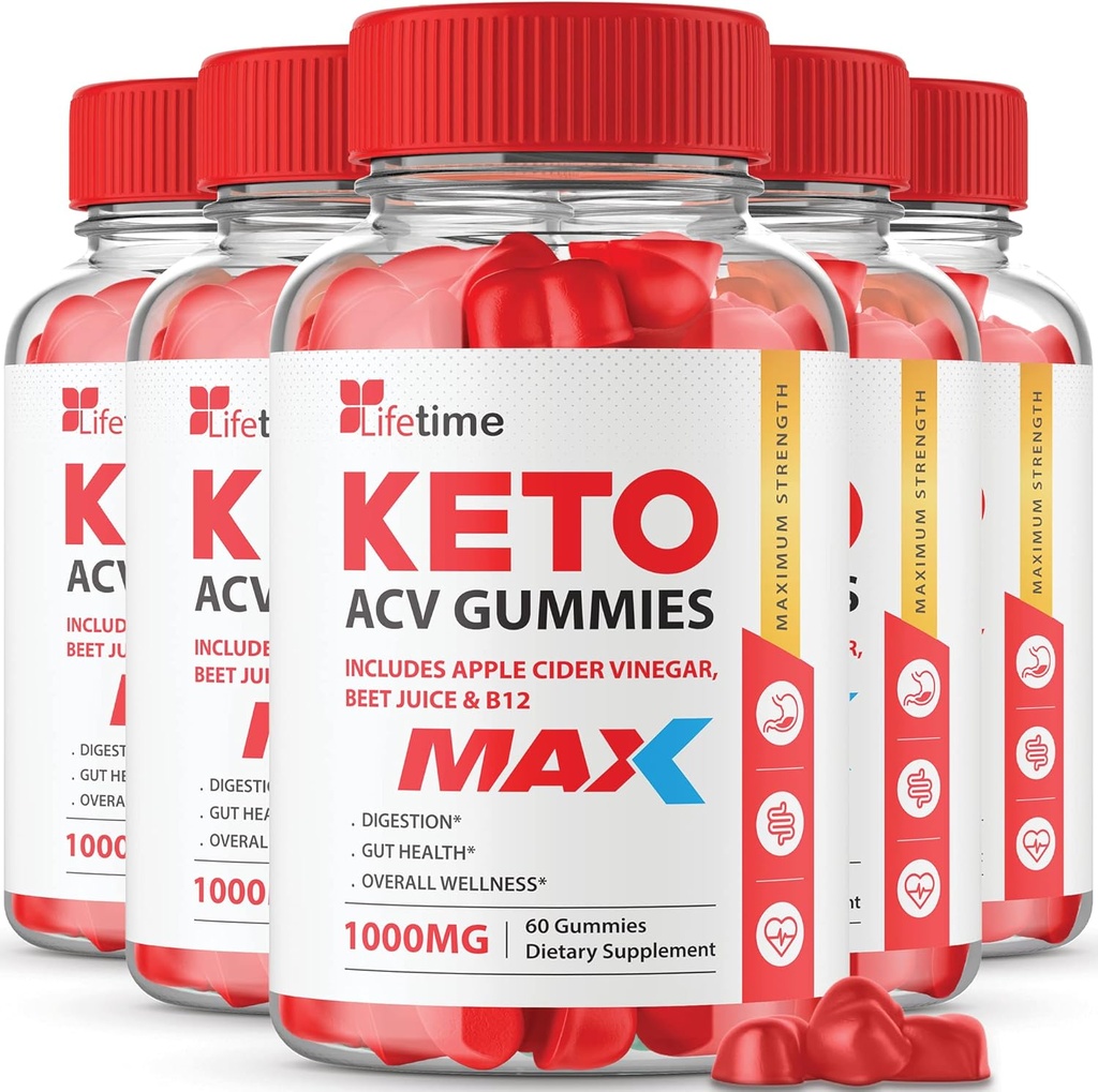 (5 Pack) Lifetime Keto Max Gummies - Offizielle Formel, Vegan, Non GMO - Lifetime Keto Plus acc Gummies, Life Time Gummies with Lifetime Gummies, Vitamin B12, Beet Root, Pomegranate (300 Gummi)