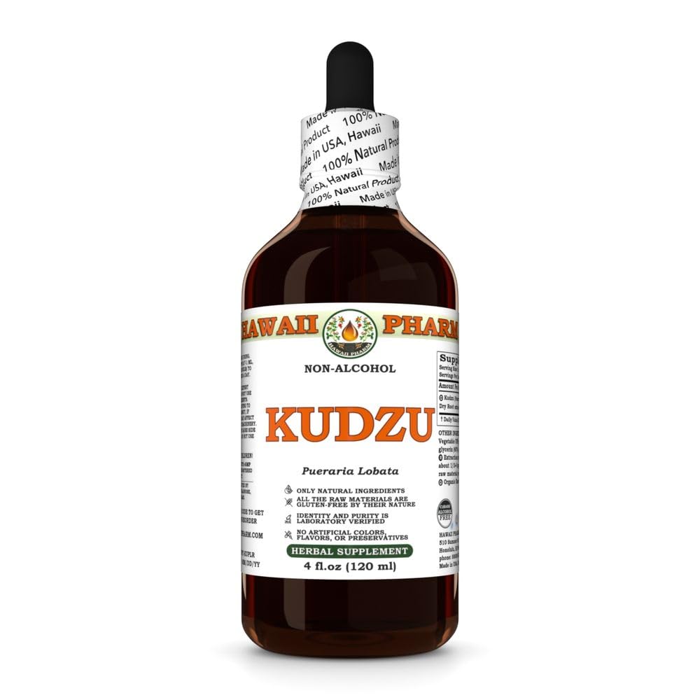 Hawaii Pharm Kudzu Alcohol-Free Extract, Glycerite for Liver Wellness, Promotes Heart Function, Supports Cardiovascular Balance, Protects Liver from Oxidative Damage, Soothes Head Tension - 4 fl.oz