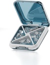 Kleine Pille Box wasserdichte Reise Pille Case Tragbare tägliche Pille Behälter Pille Halter für Geldbeutel 4 Komponenten Tasche Kompakte Medizin Organizer für Fischöle, Ergänzungen,Medikation (blau)
