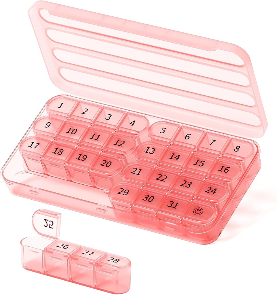 Monatliche Pille Organizer 1 Mal am Tag,30 Tage Pille Box, ein Monat Pille Fall Einmal am Tag,31 Tage Pille Halter Medizin Organizer für Vitamin,Pink