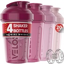 VELOMIX -4 PACK- 20 OZ Protein Shaker Flaschen für Proteinmischungen, Shaker Cups für Protein Shakes, Small Shaker Bottle Pack, Shaker Cup, Shakers für Protein Shakes (Berry Blend)