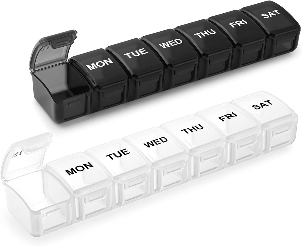 Kleine Pille Organizer 2 Mal am Tag, 2 Pack 7 Tage Pille Box 1 Mal am Tag, Reisen Freundliche Tag Nacht Vitamin Organizer, Wöchentlich PM Pille Fall Container