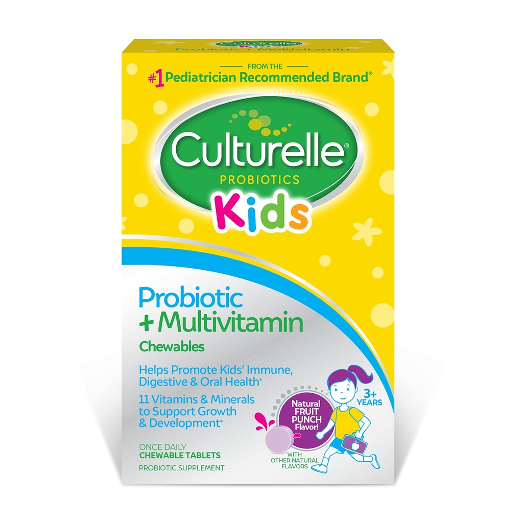 Culturelle Kids Probiotic + Complete Multivitamin Chewable für Kinder, Alter 3+, 30 Count, Verdauungsgesundheit, Mundgesundheit & Immununterstützung - Mit 11 Vitaminen & Minerals, einschließlich Vitamin C, D3 & Zink