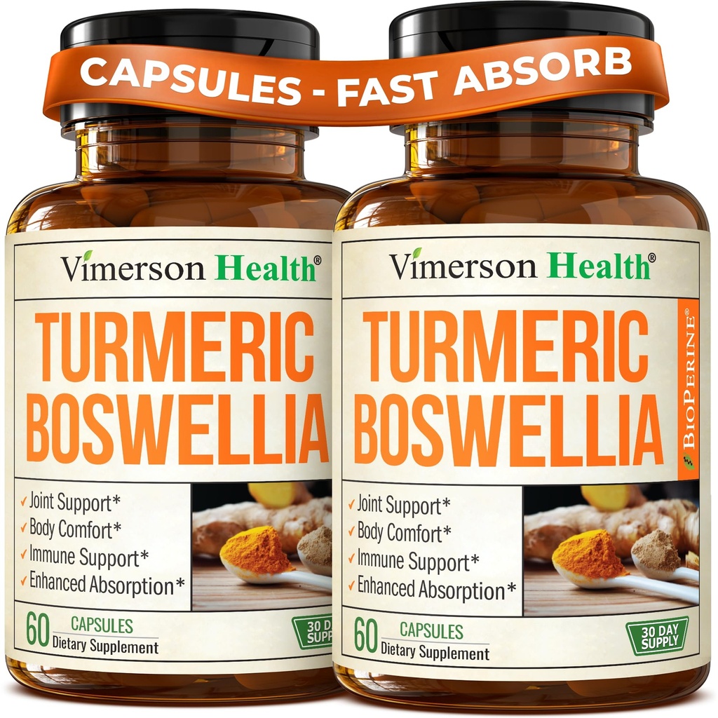 Boswellia Serrata Turmeric Supplement für Joint Support & Inflammation Balance – Turmeric Boswellia Supplement mit Ginger & Black Pepper Extract für verbesserte Absorption – Non-GMO - 2pack