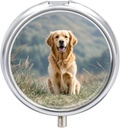 Runde Pille Box Golden Retriever Hund gedruckt 3 Kompartment kleine Pille Case Portable Reise Pille Container zu halten Ergänzungen Vitamine Fisch Öl Medikamente