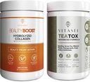 VITASEI Wellness Bundle – Hydrolysierte Collagen Peptide Powder & Teatox Detox & Cleanse Support Powder – Haar, Haut, Nägel & Digestion Booster für Damen & Men