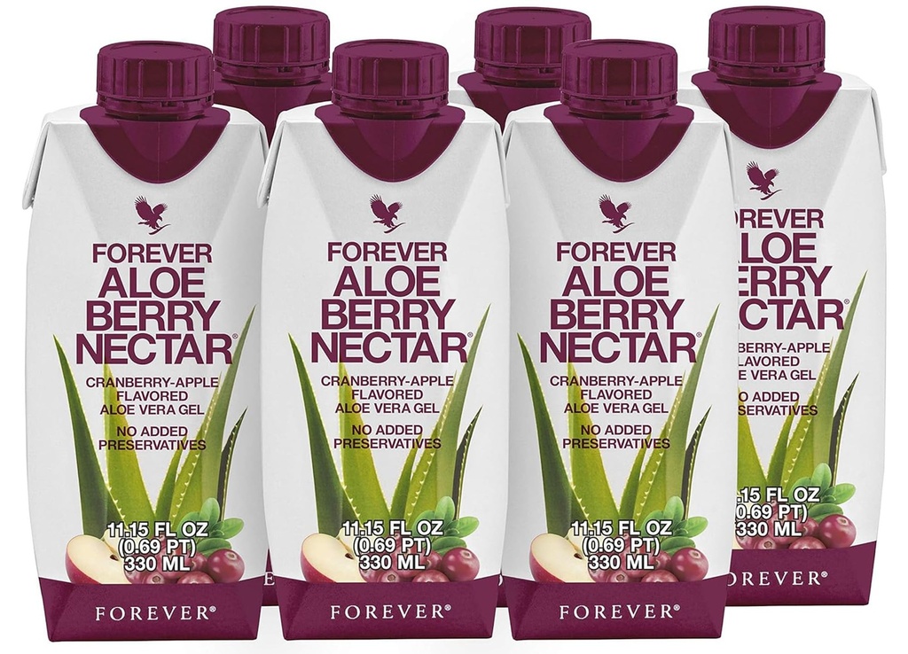 Forever Living - Aloe Berry Nectar - 90.7% Pure Aloe Vera Gel mit Cranberries und Apfel - keine Konservierungsstoffe - 330 ML (Pack von 6)