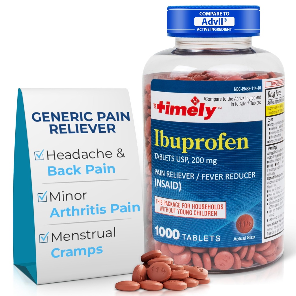 TIME-CAP LABS, INC. Zeitgemäß Ibuprofen 200mg 1000 Tabletten - Schmerzrelief Tablets und Fever Reducer - für Kopfschmerzenrelief, Menstruationsschmerzen, Zahnerfolge, Muskel-, Arthritis Schmerzen & Körpererscheinungen