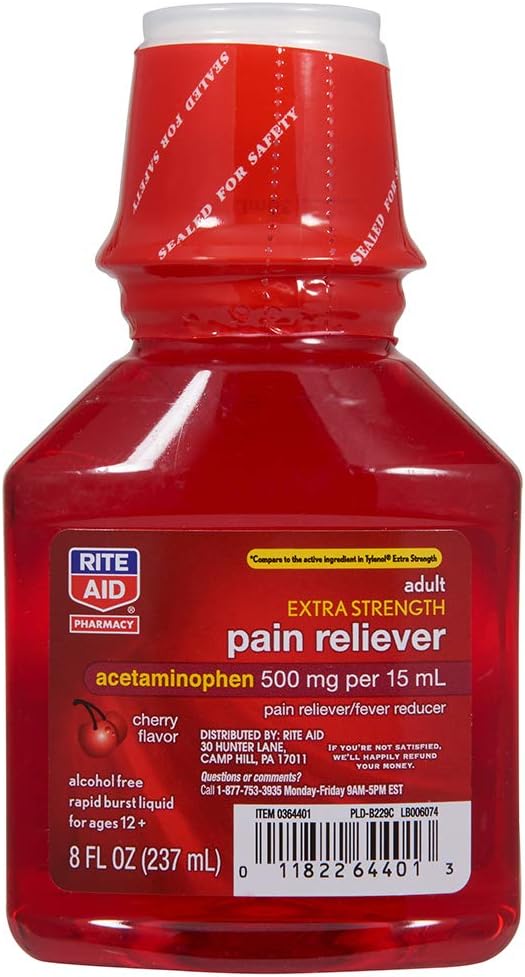 Rite Aid Adult Extra Strength Pain Reliever, Kirsche, 500mg - 8 fl oz