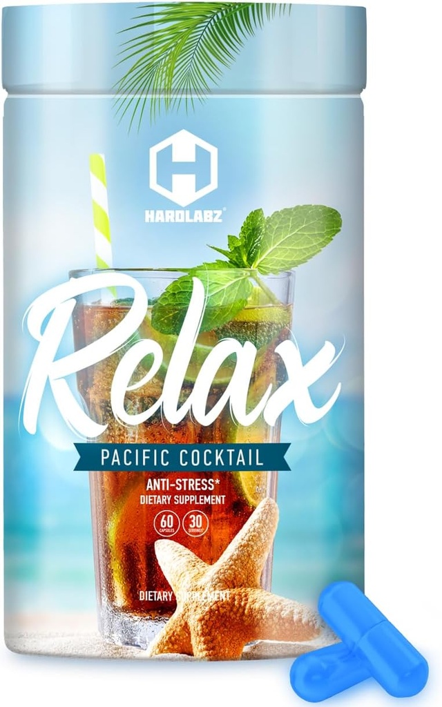 HARDLABZ Relax - All-Natural Stress Relief, Schlafunterstützung, Mood Enhancement Kräuterergänzung mit Ivan Tea, Valerian, Ginseng, Lavender, Lemon Balm, Motherwort, 60 Kapseln