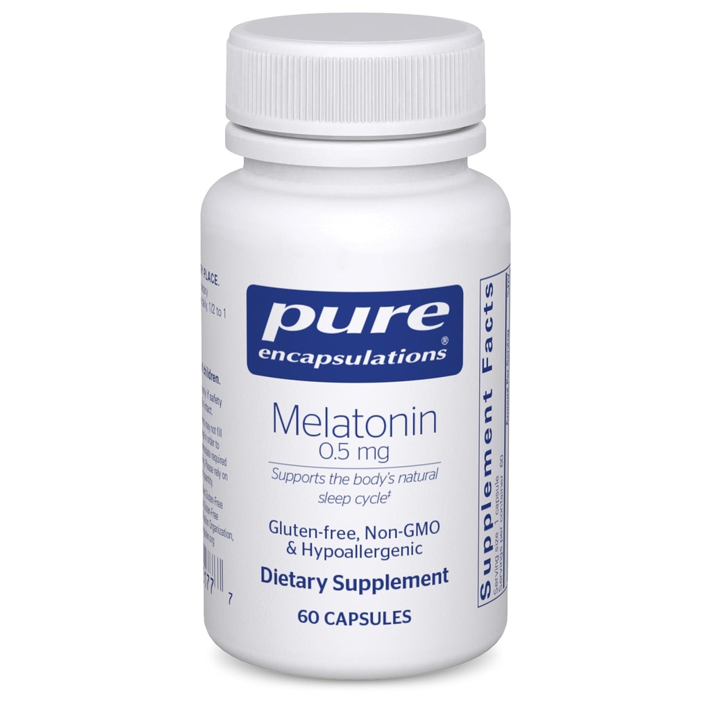 Reine Kapselungen Melatonin 0,5 mg - Natürlicher Schlafhelfer für das Schlafengehen - Reguliert den Schlaf-Wach-Zyklus - 0,5 mg Melatonin - Vegan & Nicht-GVO - 60 Kapseln