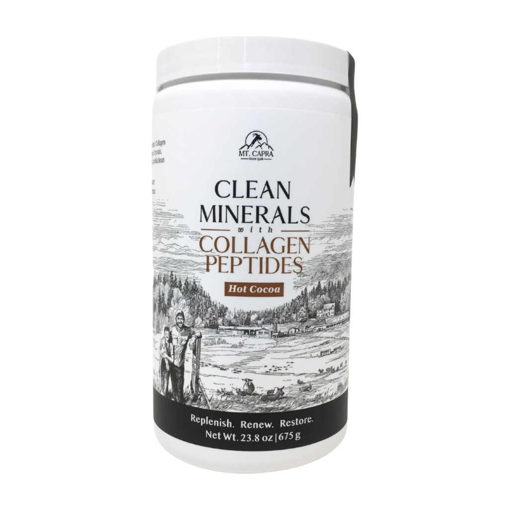 Mt. Capra Clean Minerals mit Collagen Peptides | Gesunder heißer Kakao mit Mineralen aus Ziegenmilch Whey und Grass-Fed Typ I und III Collagen Peptide für 10 g Protein | 16 Servierungen - 23.8 oz