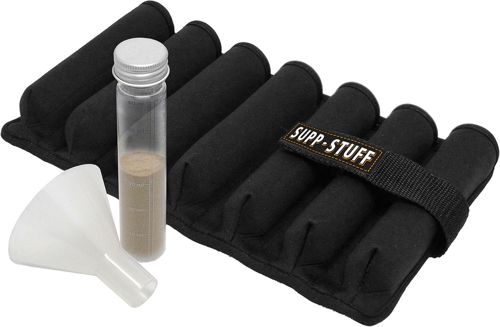 Supp Stuff Powder Supplement Organizer and Travel Case with 7 Powder Tubes and Transport Funnel Included, Portable Protein Powder Supplement Container by Medcenter