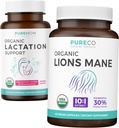 Lactation Support & Lions Mane (1-Monats-Versorgung) Muttern Mind Bundle von Organic Lactation Support - Hilfe für Pflegemuttern (60 Kapseln) & Bio Lions Mane Mushroom 10:1 Extrakt (60 Kapseln)