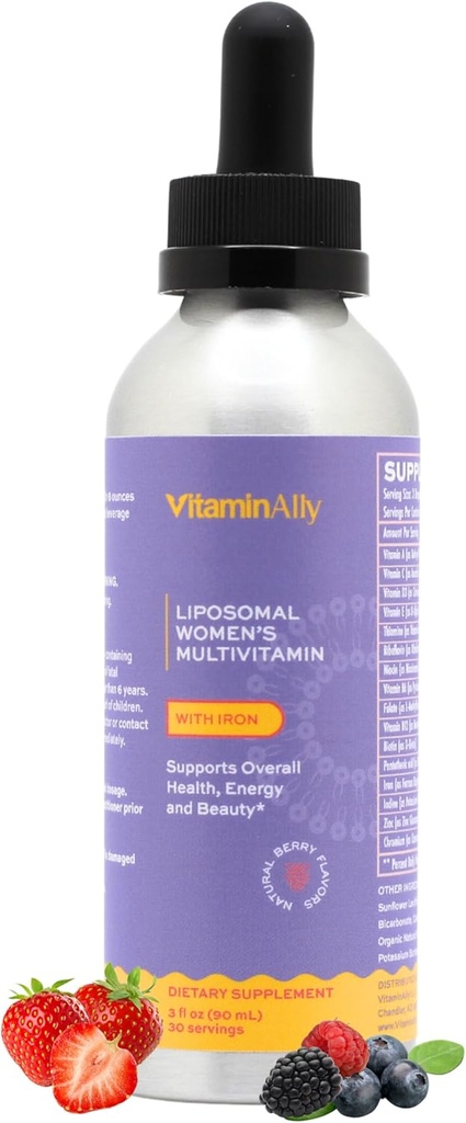 Women's Multivitamin liposomal Liquid Drops with Iron | 30 Day Supply | 3 FL Oz | Non-GMO | Gluten Free | Supports Overall Health, Energy and Beauty