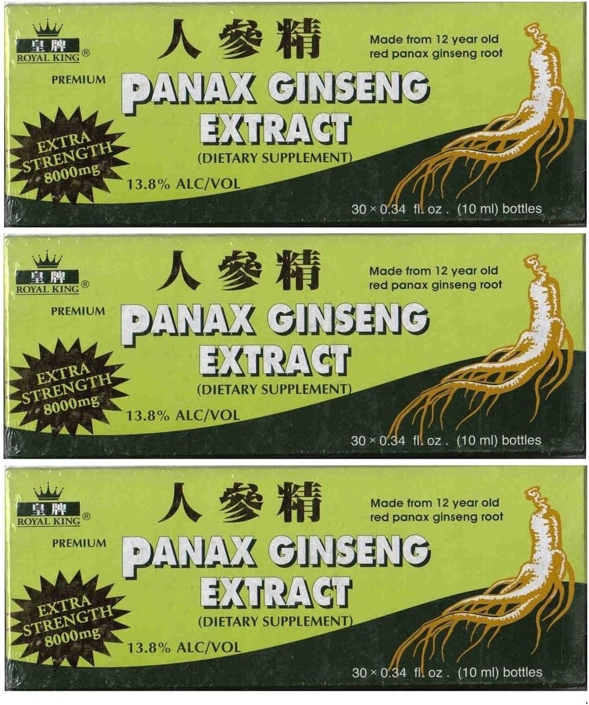 Royal King Panax Ginseng Extrakt mit Alkohol 8000 mg 30 Vial (3 Boxen)