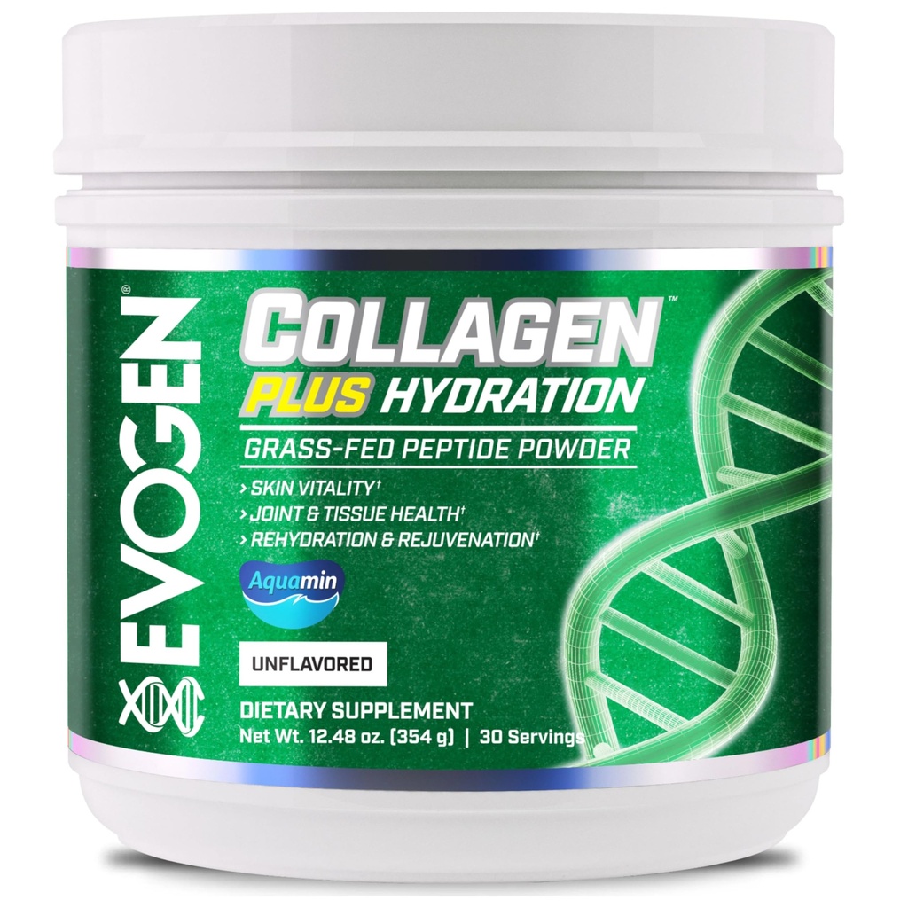 Evogen Collagen Plus Hydration - Grass-Fed Collagen für Frauen & Men | Collagen Peptides Powder | Collagen Powder Unterstützung Haut Vitalität, Hydration, Joint & Tissue Gesundheit | Unflavored | 30 Servierungen