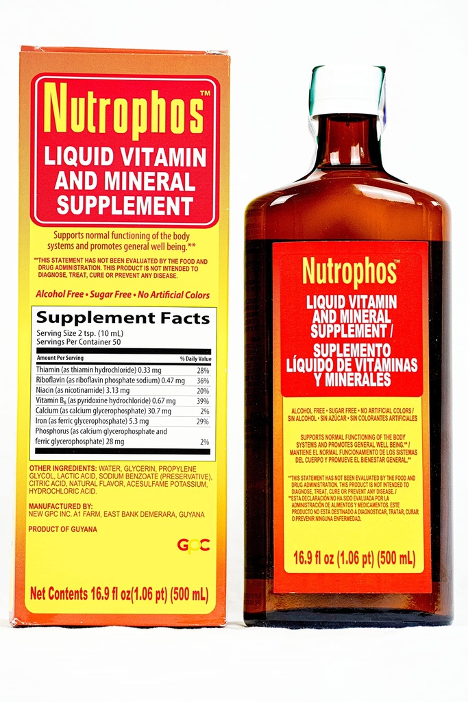 Nutrophos Flüssige Nahrungsergänzung mit B Vitaminen und Mineralien 500ml
