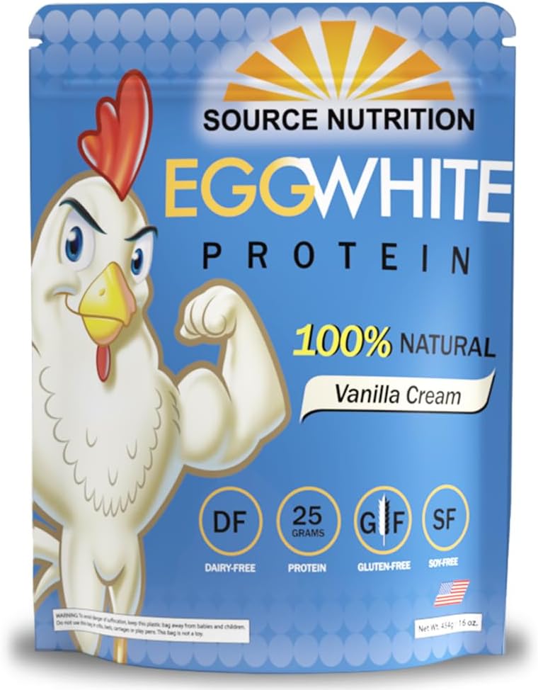 TradeKing 1 lb Egg White Protein Powder von Source Nutrition - 25 Gramm Protein, Lean Muscle bauen, Dairy Free - Vanilla Cream