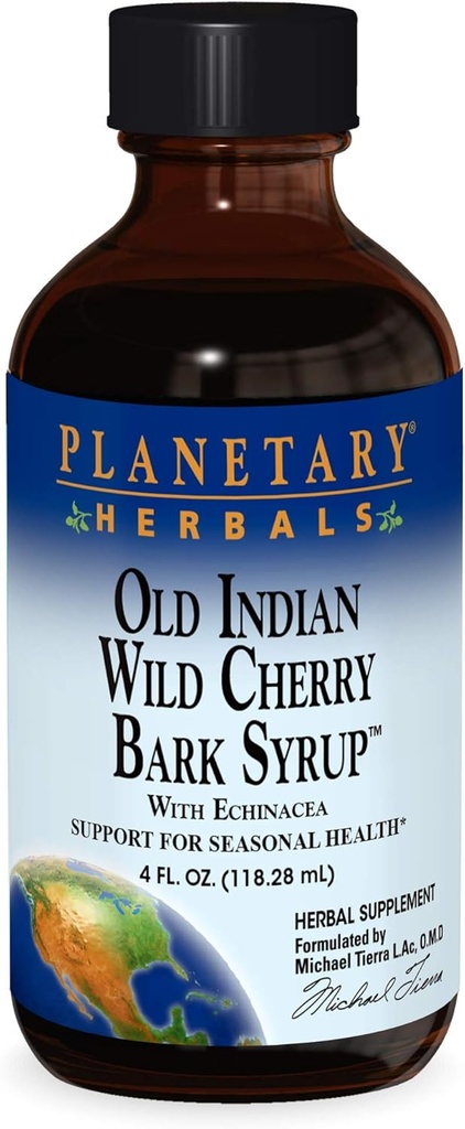 Planetary Kräuter Old Indian Wild Cherry Bark Syrup mit Echinacea - Natürlich - 4 Unze