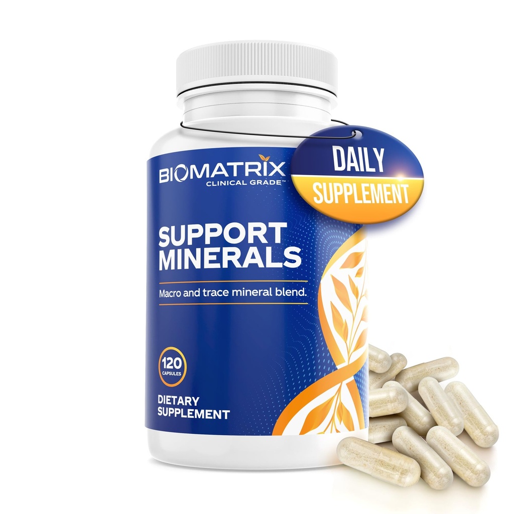 BioMatrix Mineralische Ergänzung für Männer und Frauen, Chelat Mineralien | Eisenfrei, Calcium, Magnesium, Kupfer, Zink, Vitamin D, Iodine | Veggie Caps, 30-Tage Versorgung