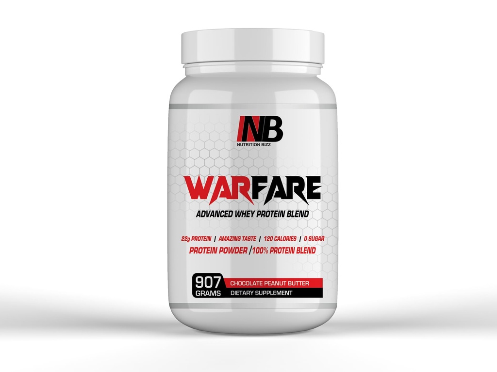 Warfare 2 lbs Advanced Whey Protein Blend 22g Protein pro Servieren Erstaunliche Aromen (2 lbs, Schokolade Peanut Butter)