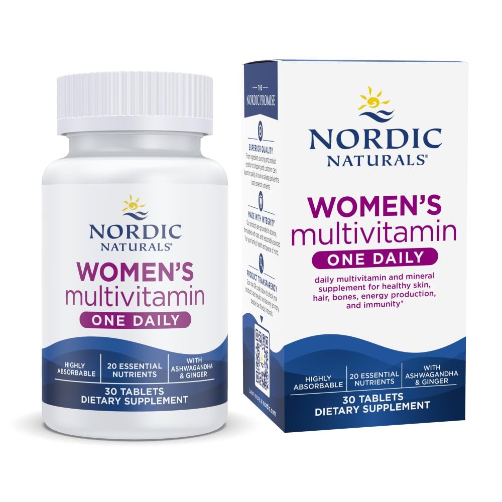 Nordic Naturals Frauen Multivitamin One Daily - Haut, Haar, Energie und Knochenunterstützung - Immunitätsergänzung - 20 essentielle Nährstoffe - 30 Tabletten - 30 Portionen
