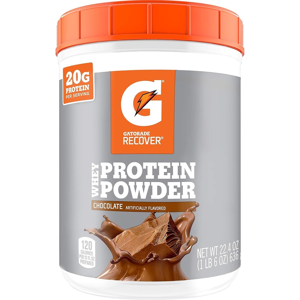 Gatorade Whey Protein Powder, Chocolate, 22.4 Ounce (20 Portionen pro Kanister, 20 Gramm Protein pro Portion)
