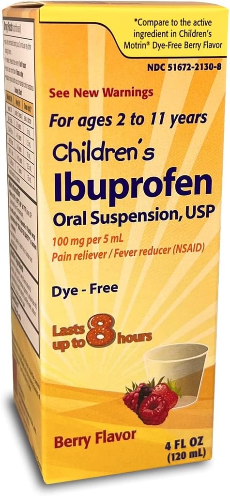 Taro Kinder Ibuprofen Oral Suspension 100 mg pro 5 ml, 4 Fl Oz, Schmerzlinderung und Fever Reducer für Alter 2-11 Jahre, Dye-Free, Berry Flavor