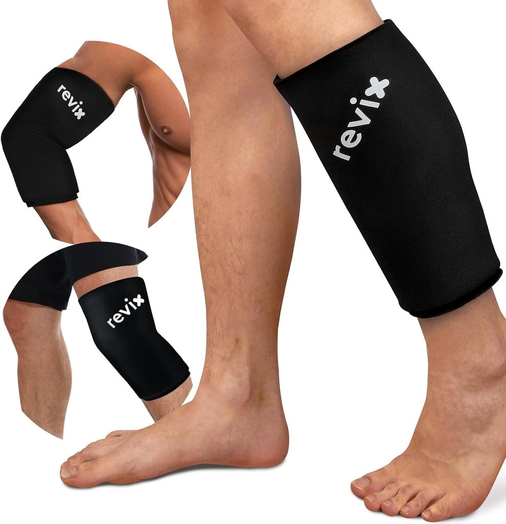 REVIX XL Shin Splints Ice Sleeve, Calf Ice Packs für Verletzungen Wiederverwendbar, Knie, Arm & Elbow, Untere Bein Kompressionsarm Kalte Pack lindert Knochenschaden und Running Recovery, 360° Coverage