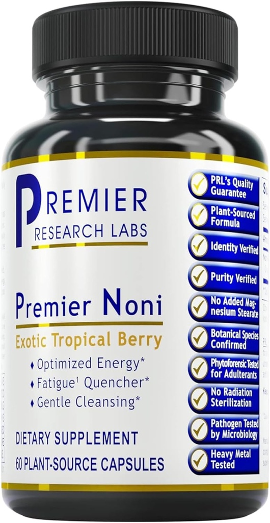 Premier Research Labs Premier Noni - Bio Noni Kapseln, Noni Fruchtpulver Pillen, Noni Extrakt Ergänzung für Gut Gesundheit, Energie & Immune Gesundheit Unterstützung - 60 Vegetarische Kapseln