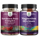 Natures Craft Bundle of Extra Strength Hawthorn Berry Capsules - Extrakt Verdauung und Herzgesundheitsergänzung und reines Magnesium Glycinate 400mg pro Servierung für Mood Schlaf und Entspannung
