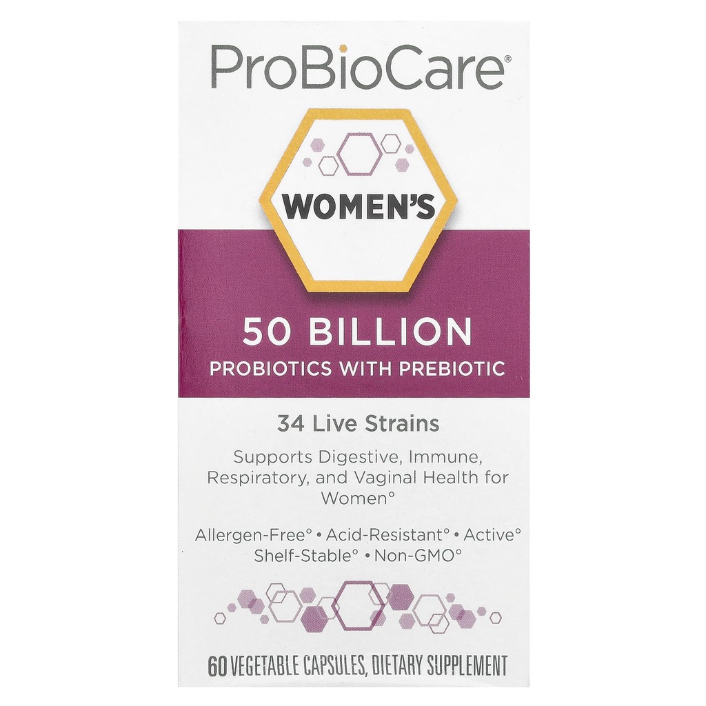 ProBioCare Probiotics für Frauen, 50 Billion CFUs Multi-Strain Probiotic Supplement, unterstützt Verdauungs-, Immunität, Atmungs- und Vaginale Gesundheit für Frauen, Glutenfrei, 60 Kapseln