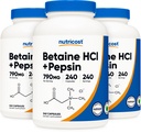 Nutricost Betaine HCl + Pepsin 790mg, 240 Kapseln, 3 Flaschen (720 Kapseln)