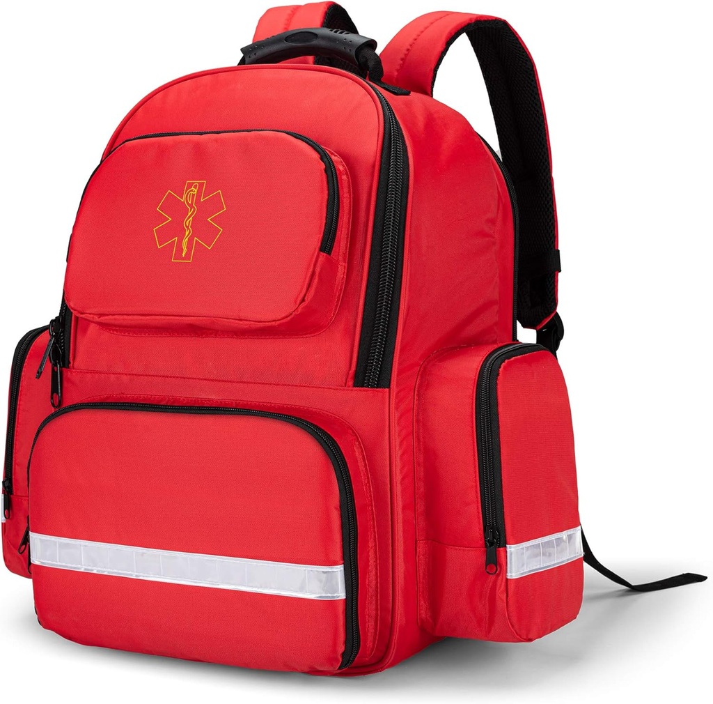 Trunab First Responder Tasche Trauma Rucksack Leere, medizinische Notfall Kits Speicher Jump Bag Pack für EMT, EMS, Polizei, Feuerwehrleute, Sicherheitsbeauftragte - Patentiertes Design Rot