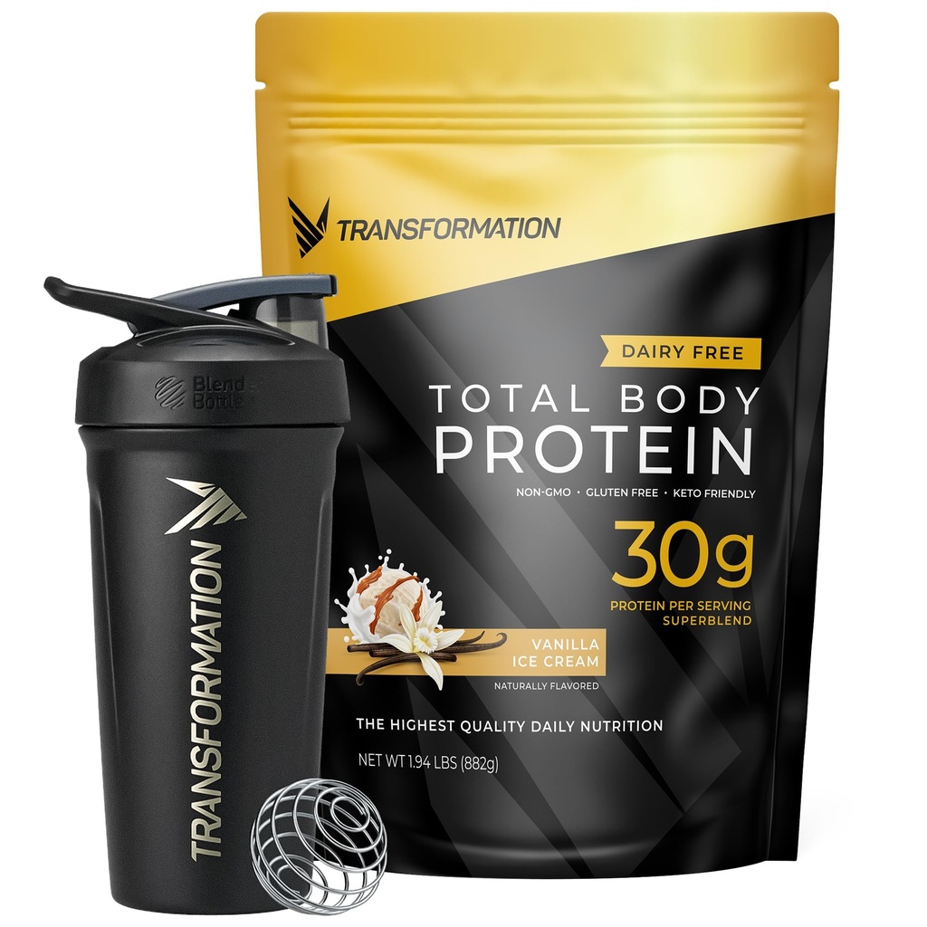 Transformation Vanilla Protein Powder & Performance Insulated Shaker Bottle | 30G Multi-Protein Superblend | Collagen Peptide, Egg White & Plant Blend | MCT Oil | BCAA Amino Acids