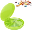 7 Tage Pillen Container, Sieben Grids Pillen Box Organizer Runde 7 Compartments Travel Box für Home Travel Pills Case Medication Aids Tool Daily Week Reminder Case(Green)