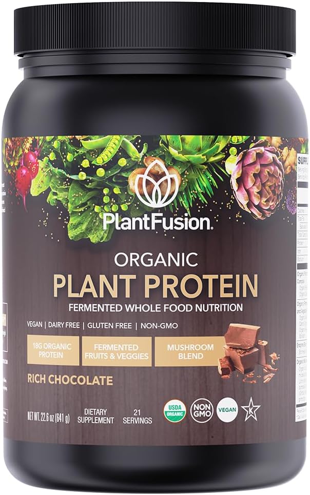 SOTRU Organic Vegan Protein Powder - Ganzes Essen, Pflanzenbasiertes Proteinpulver mit grünen Superfoods, Enzymes & Probiotics - USDA Certified Organic, Non-GMO, Gluten-Free - Schokolade 18.5 oz, 21 Servierungen