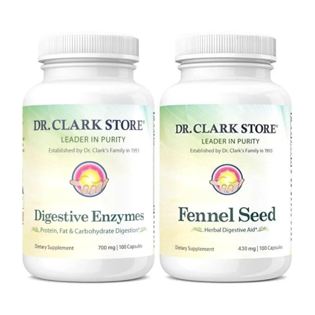 Dr Clark Store Flat Tummy Kit – 2 Digestive Support Formulas for Enhanced Digestion, Bowel Regularity & Gut Health – Natural Digestive Aid Supplement