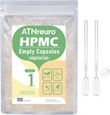Size 1 Empty Vegan Capsule with 2 Micro Spoons - 100 Count Vegetarian Capsules - Empty Pill Capsules for Powders Supplements