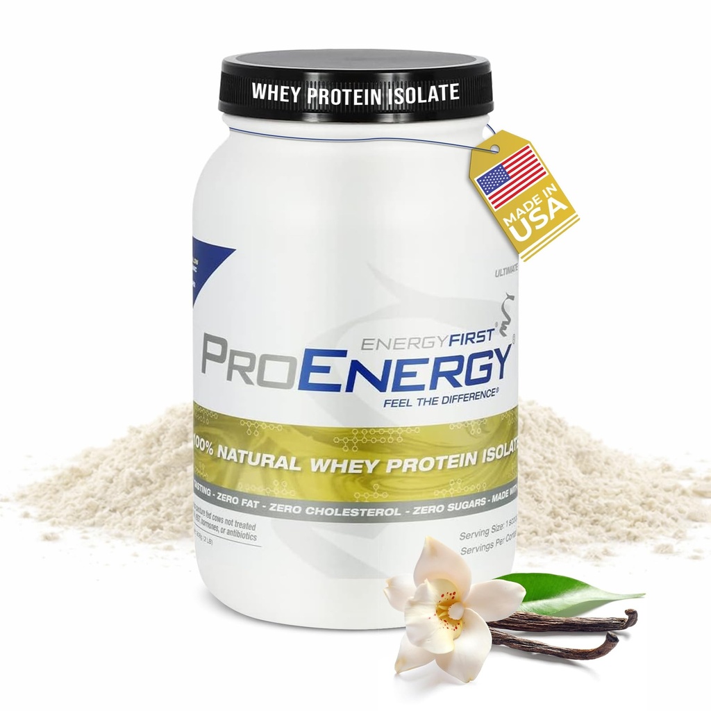 EnergyFirst Vanilla Whey Protein Isolate - Grass Weide Fed, Zero Lactose, Glutenfrei, All-Natural, Sugar-Free Shake für Keto & Recovery, 2lb