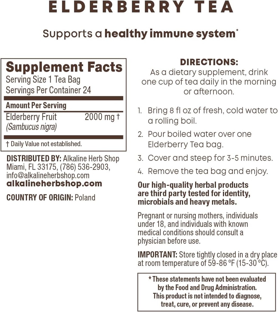 Alkalische Kräutergeschäft Elderberry Tee Supplement