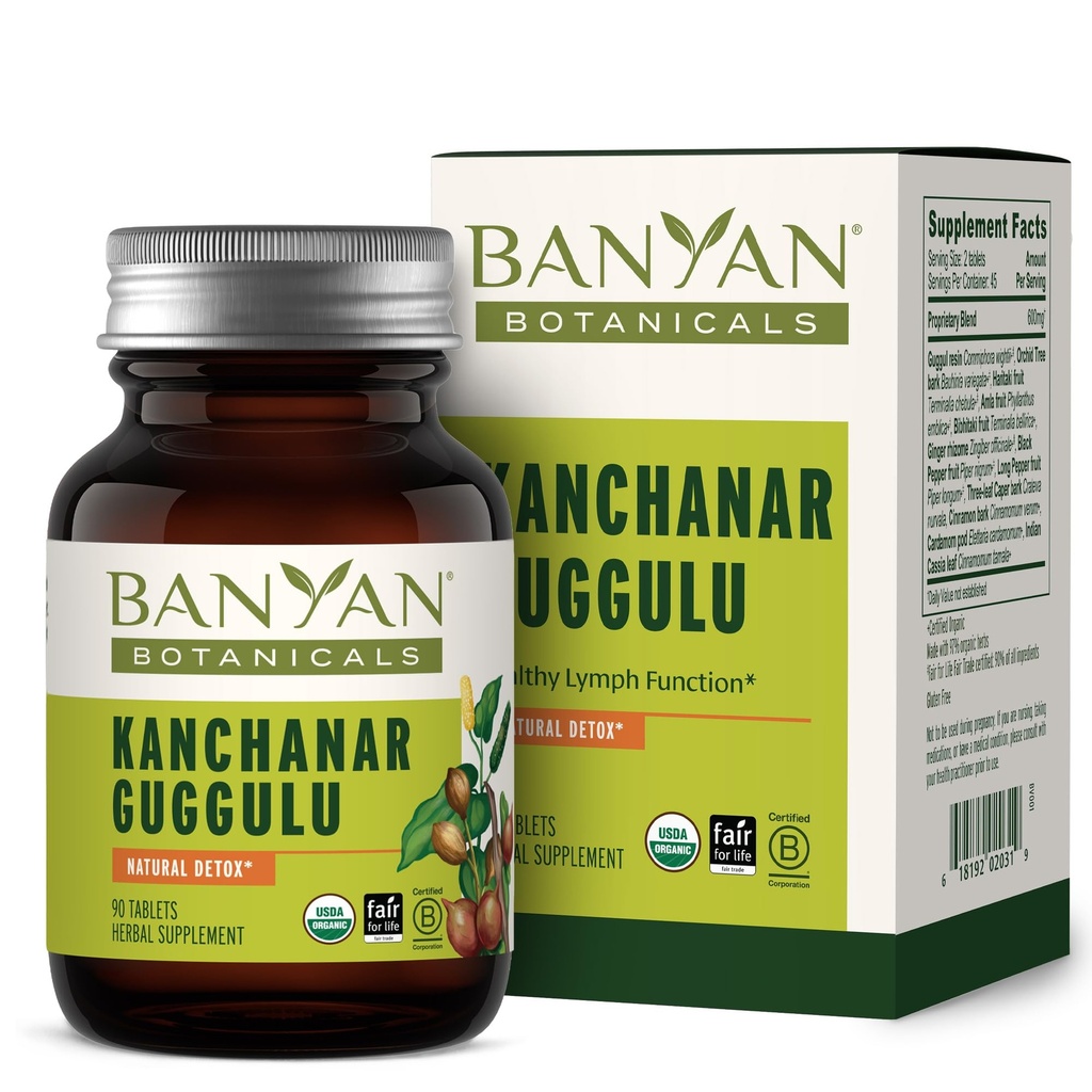 Banyan Botanicals Kanchanar Guggulu Tablets – Organic Lymph Supplement with Guggulu Resin – Promotes the Healthy Elimination of Natural Toxins* – 90 Tablets – Non-GMO Sustainably Sourced Vegan