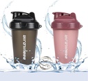 2 PACK Shaker Bottle hält bis zu 17oz, Mischen Ball Whisky, Portable Pre Workout Protein Drink Cup, Mixes Cocktails Smoothies Shakes, BPA Free & Spülmaschine Safe Black/Pink