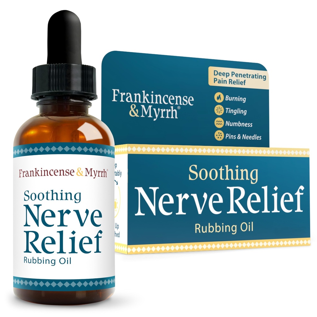 Frankincense & Myrrh Beruhigende Nerve Relief Reiben Öl, Neuropathie Schmerz Relief für Hände & Füße - mit Menthol und Frankincense Ätherische Öle, 2 Fl. Oz. Maximale Stärke für Fuß