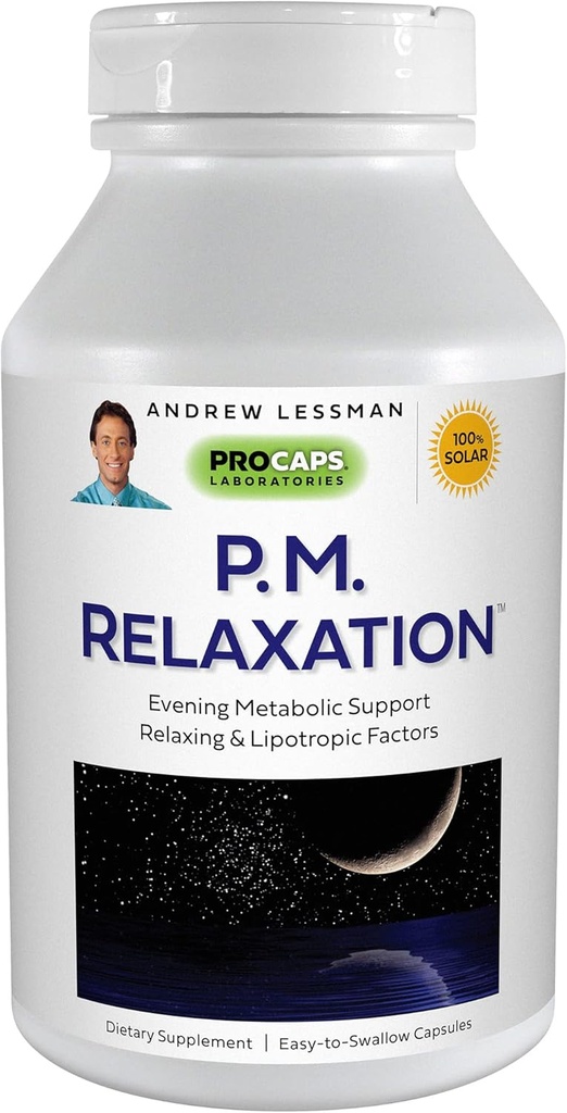 ANDREW LESSMAN P.M. Relaxation - 180 Kapseln - Natürliche Unterstützung für gentle Restful Sleep mit Melatonin, Valerian, Passionflower, Hops, Kamille. No Morning Grogginess Small Easy to Swallow Kapseln