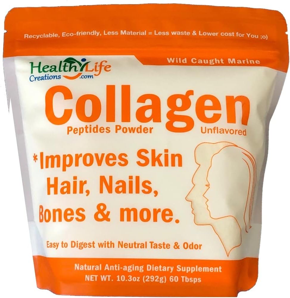 Marine Collagen Peptides Powder (Wild Caught) 10.3 oz - Unflavored, Quick Dissolving - Anti-Aging, Heal Gut & Joints - Sugar Free, Gluten Free, Non-GMO