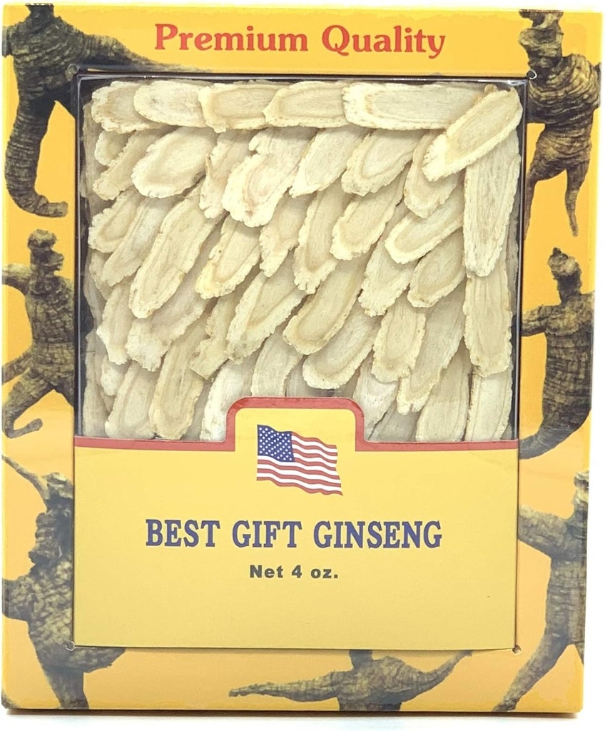 Grade A+ Hand Selected American Ginseng Slice Medium 4oz Box 美国花旗参片