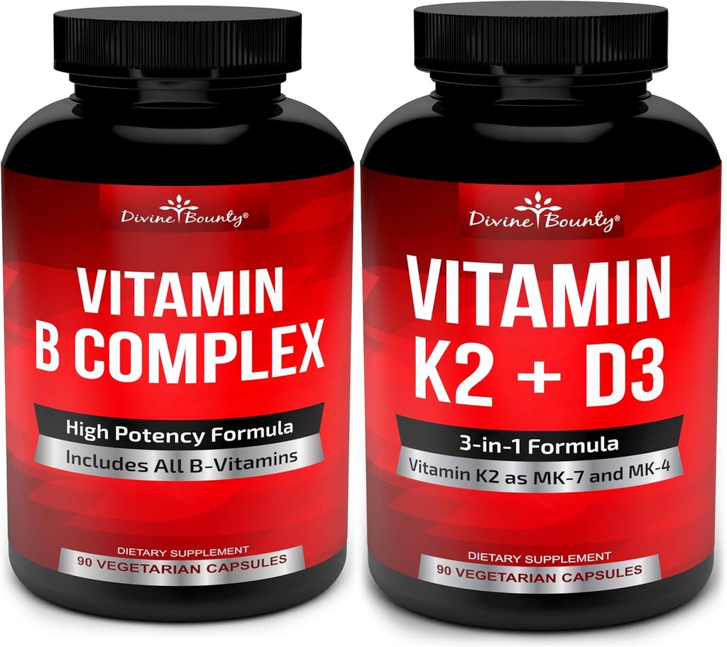 Divine Bounty Super B Complex Vitamine & Vitamin K2 mit D3 Bundle